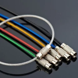 EDC – porte clé en acier inoxydable coloré, mousqueton, outils d'extérieur, câble, verrouillage à vis, 5 pièces 