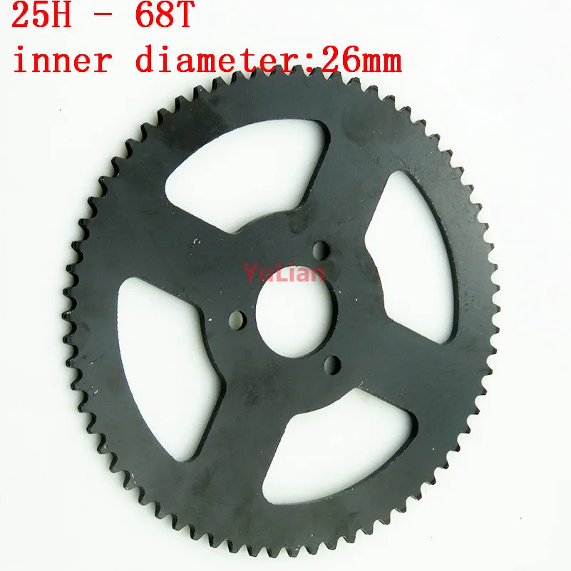 25H Clutch Drum Gear 25H 68T 26mm Sprocket + Chain 136Links For 2 Stroke Minimoto Pocket Bike ATV Quad