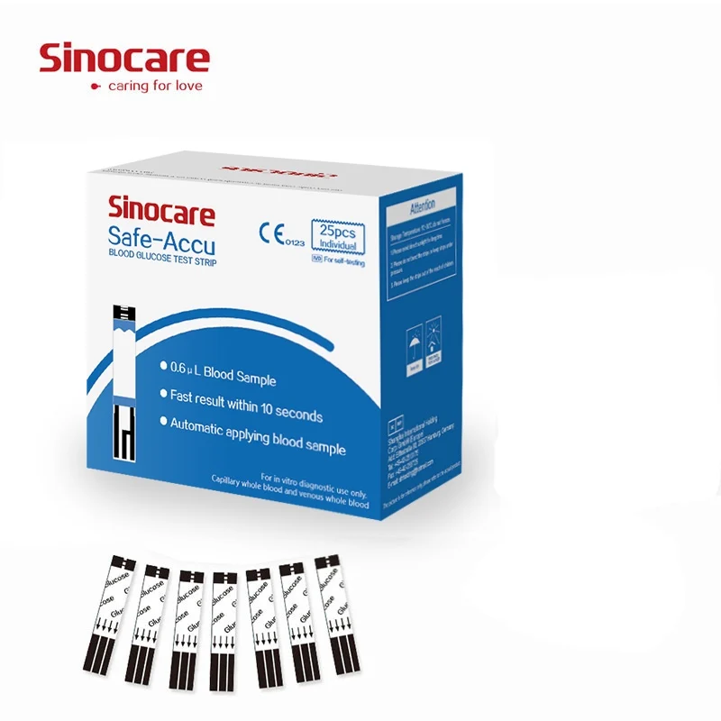 Sinocare безопасный Accu тест полоски для глюкозы в крови ланцет сбора 50 шт. измеритель
