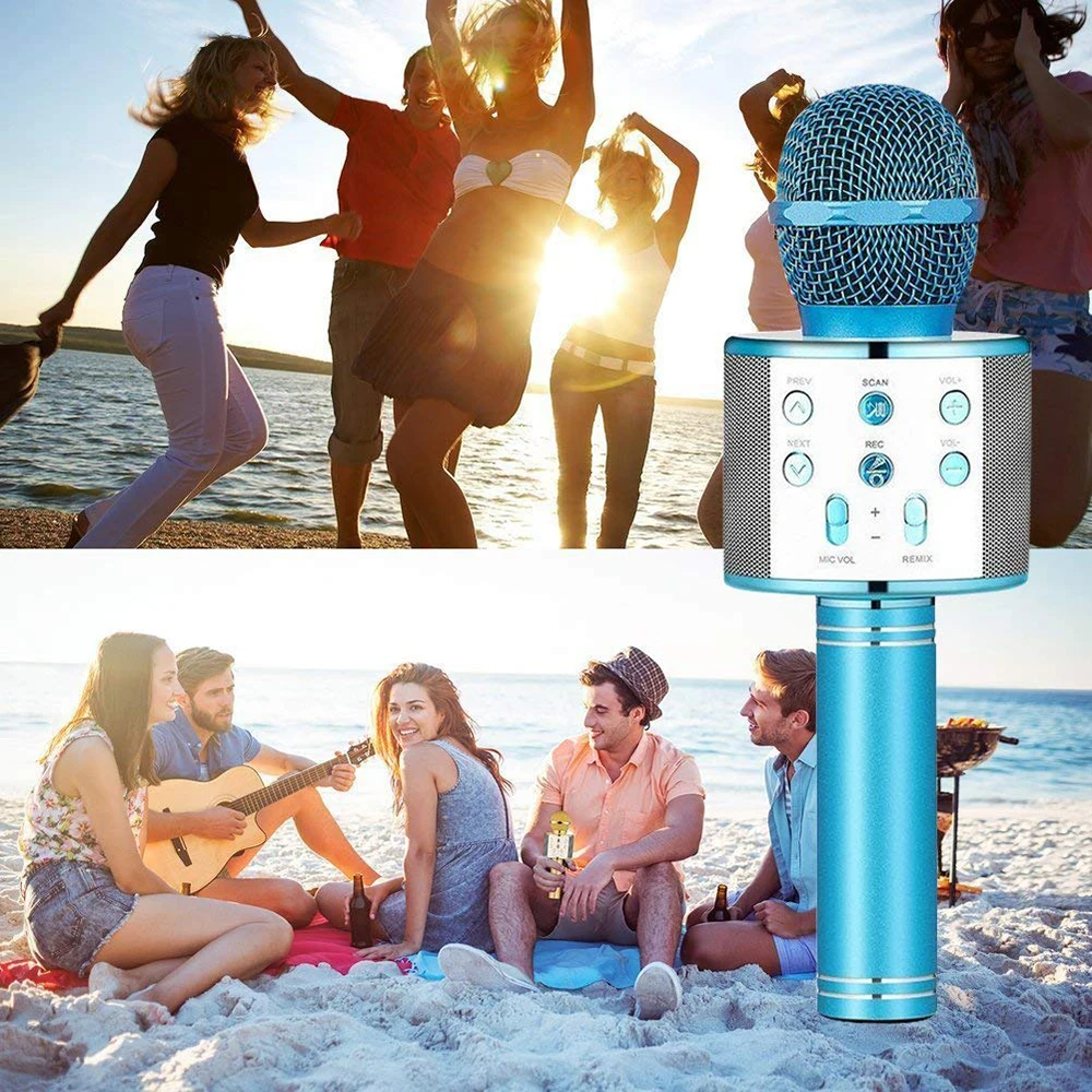 Bluetooth микрофон беспроводной Профессиональный для караоке KTV микрофон динамик музыкальный плеер Карманный микрофон для вокала, с рекордером