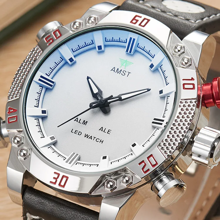 

AMST Amy-Time Watch Casual Multi-functional Dual Display Waterproof Watch MEN'S Table 3016