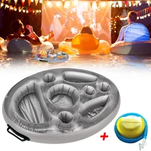70x50cm Inflatable Floating Mini Bar 8 Holes Swimming Pool Beach Drink Holder Tub Lounge Raft Beer Bucket Cooler Bar Table Tray