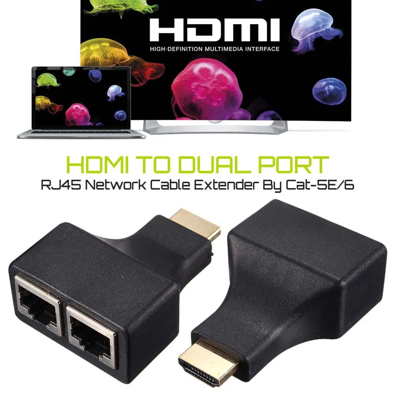 Wholesale 10pcs Hdmi To Dual Rj45 Female Cat5e Cat6 Utp Lan Ethernet 1080p Hdmi Extender Converter Adapter For Hdtv Hdpc Ps3 Stb Aliexpress Consumer Electronics