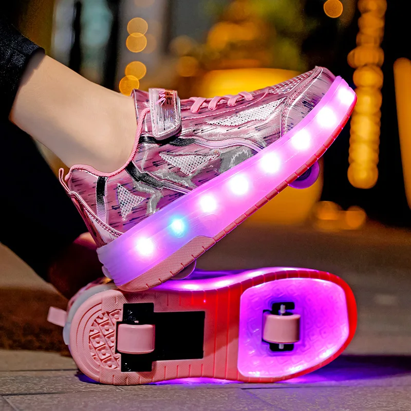 Roller Skates Shoes For Kids Children Boys Girls 2022 Fashion Sports Casual 2 Wheels With Sneakers Flashing Footware Led Boots
