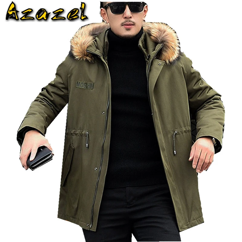 

Azazel Winter Jacket Men Real Pure Natural Fur Jackets Men Real Raccoon Fur Collar Parka Fur Liner Coats Casaco Masculino MY325