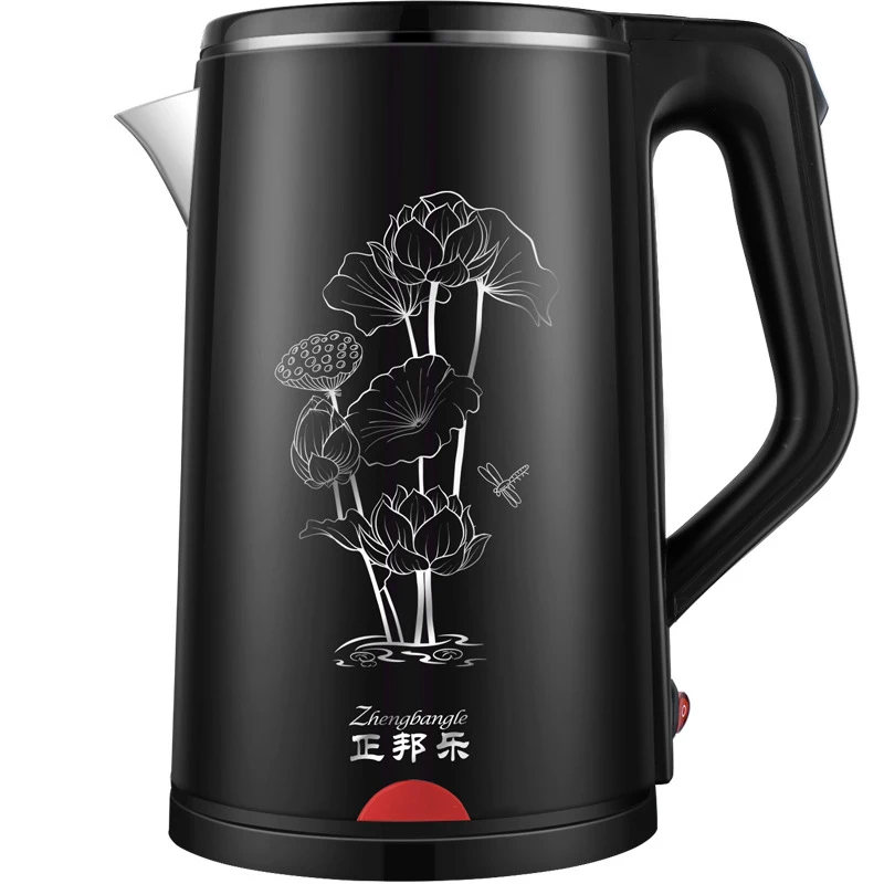 

Double Anti-Scalding Electric Kettle Automatic Power-Off Stainless Steel Carving Pattern Kitchen Appliances