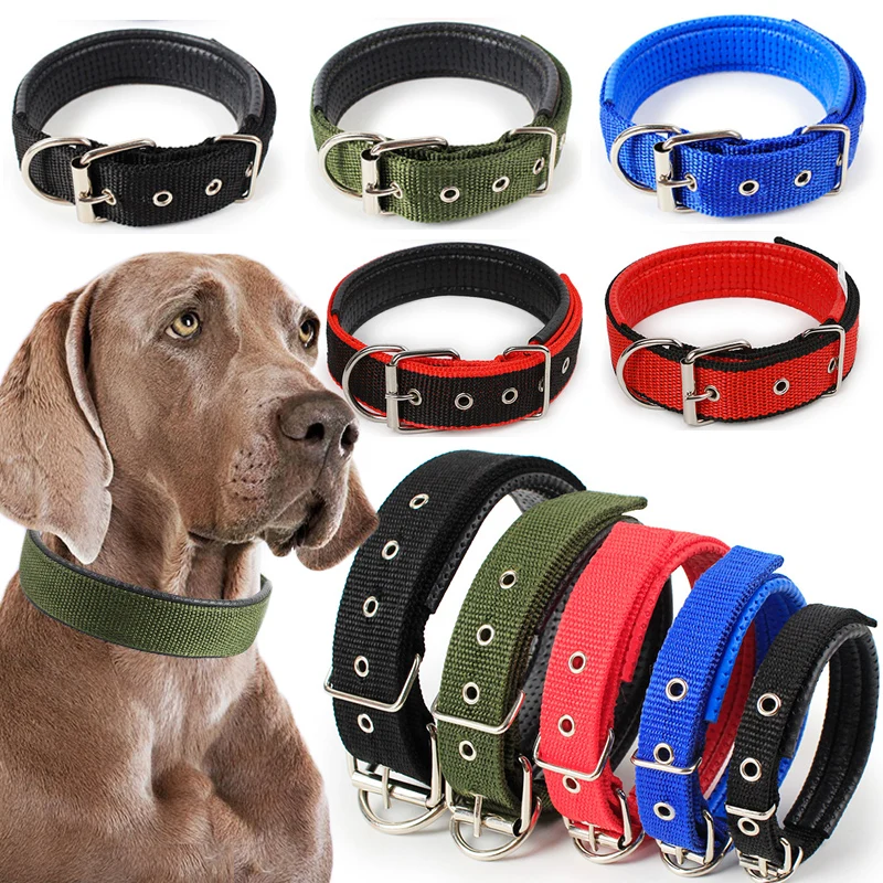 Confortables de alta calidad Collar ajustable para mascota perros de talla grande 4 colores sólido Popular 1PC correa de Nylon de venta Popular para mascotas Collar de perro