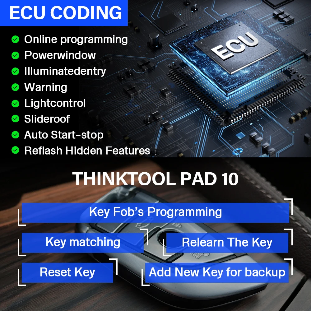 THINKCAR ThinkTool 패드 10 OBD2 스캐너, Thinktool 마스터 진단 도구, 34 개 이상 리셋 서비스, ADAS 교정 TPMS 프로그래밍 도구