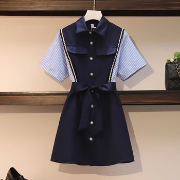 

COIGARSAM 4XL Plus Size Patchwork Women dress Dresses 2253