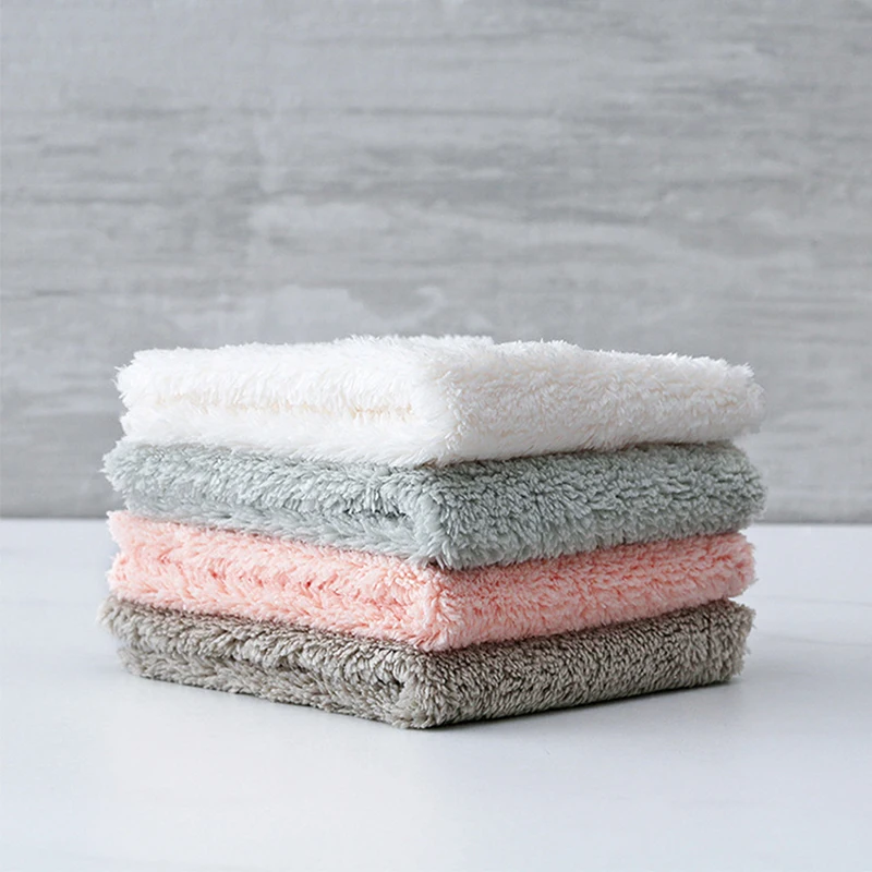 Household Kitchen Dishwashing Cloth No Lint Non-stick Oil High Quality Rag Plain Coral Velvet Rag Wet And Dry Multi-purpose