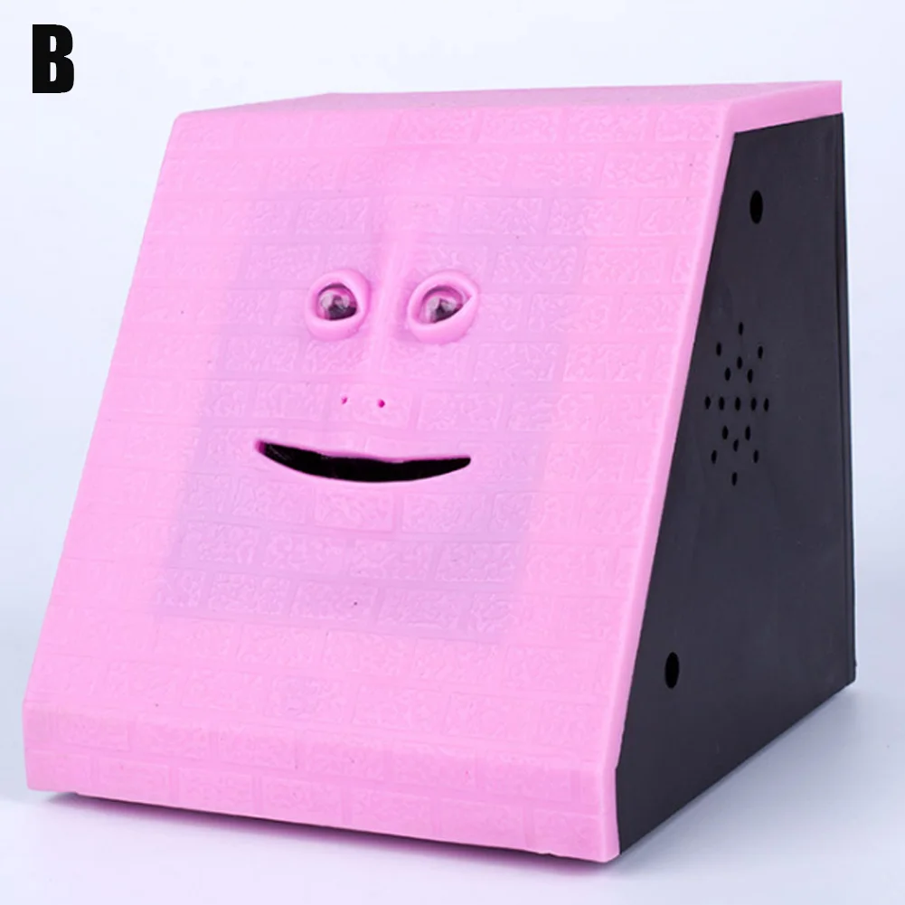  Face Money Eating Coin Bank Battery Powered Saving Box Kids Toys Gifts 9.8 x 9.8 x 11cm TB Sale
