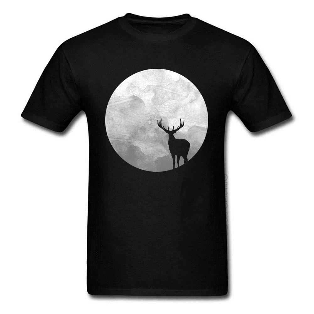 Hallowmas Christmas Blood Moon Elk T Shirts Women Men Funny Tees Custom Personalized Tshirt Animal Deer T-Shirts Printing | Мужская