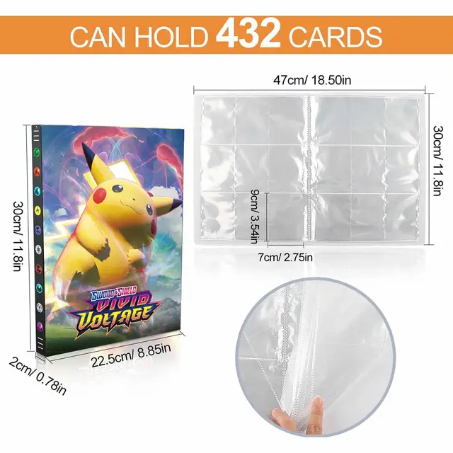 Pokemon 432 Card Album Book Anime Map Game Pokémon cards Cartoon 9 Pocket Collection Holder Binder Folder Top Toys Gift for Kid 3