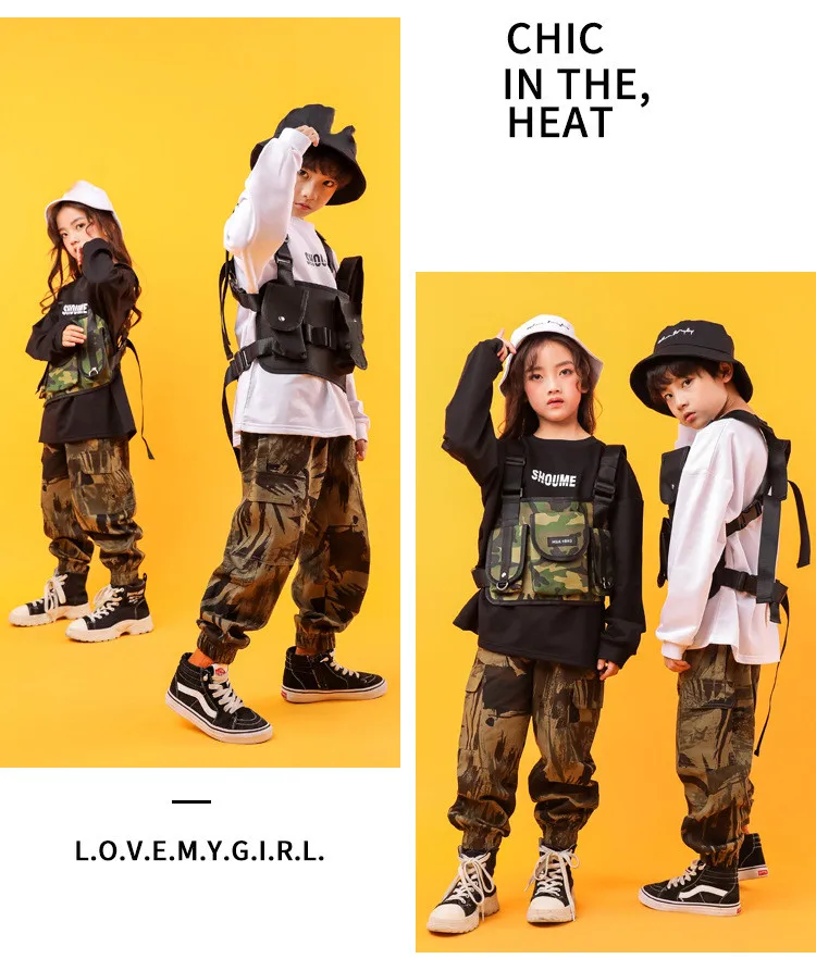 Children'S Hip-Hop Dance Clothes Kids Work Clothes Black White T-Shirt Pants Suit Hiphop Outfits Baby Girl Clothing Show Costume (12)