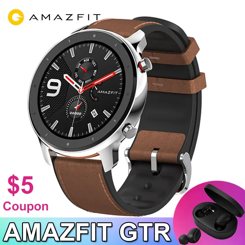 

Amazfit GTR 47mm Smart Watch Xiaomi Huami 5ATM Waterproof Sports Smartwatch 24 Days Battery Music Control With GPS Heart Rate