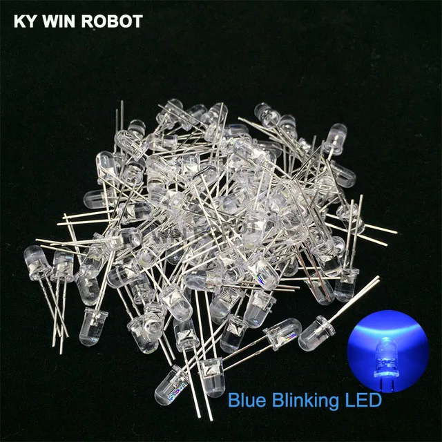 50pcs 5mm White Green Red Blue Yellow Light-Emitting-Diode Automatic Flashing LED Flash Control Blinking 5 mm LED Diode 1.5HZ 50pcs White-Blue