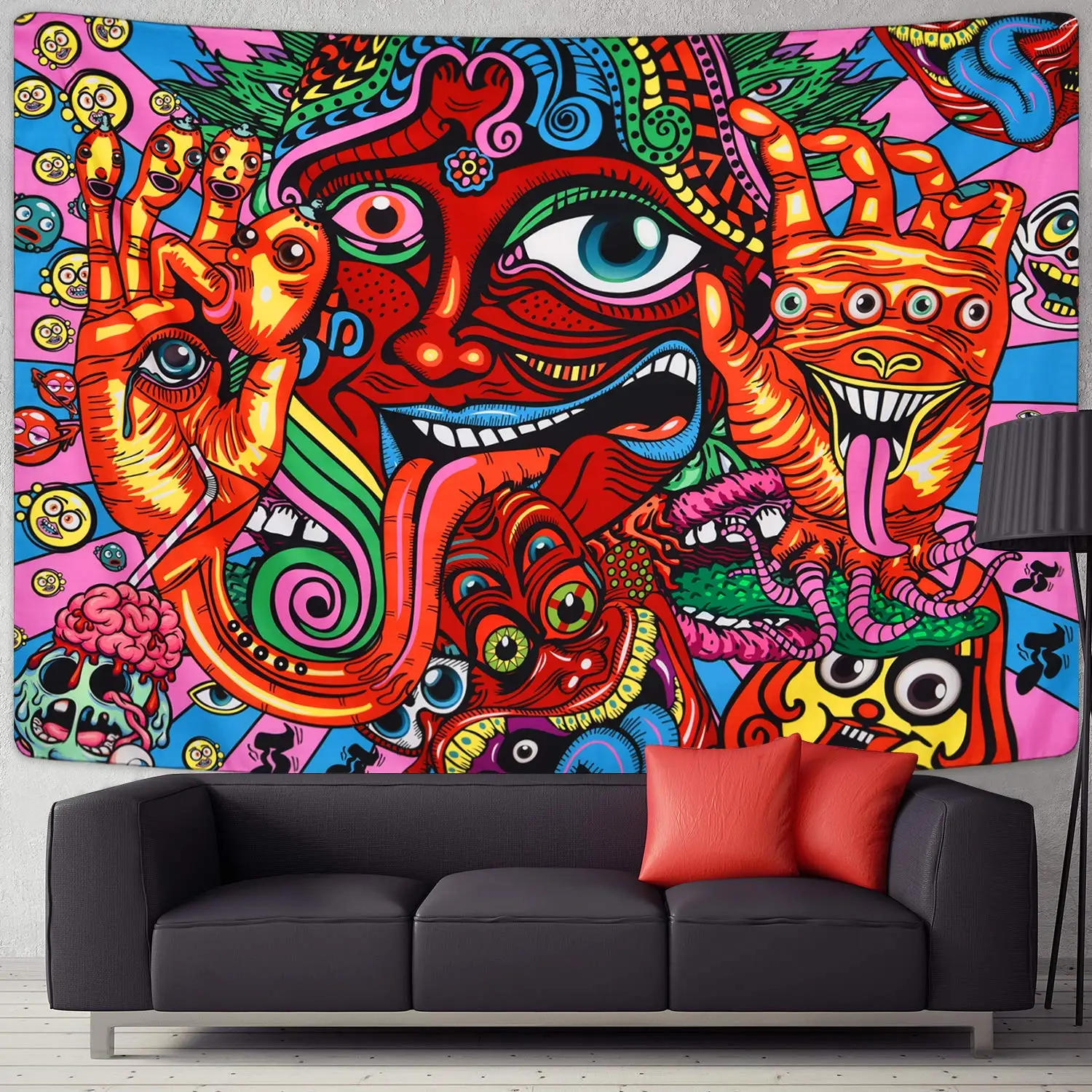 

Psychedelic Arabesque Tapestry Mysterious Hippie Retro Pattern for Room