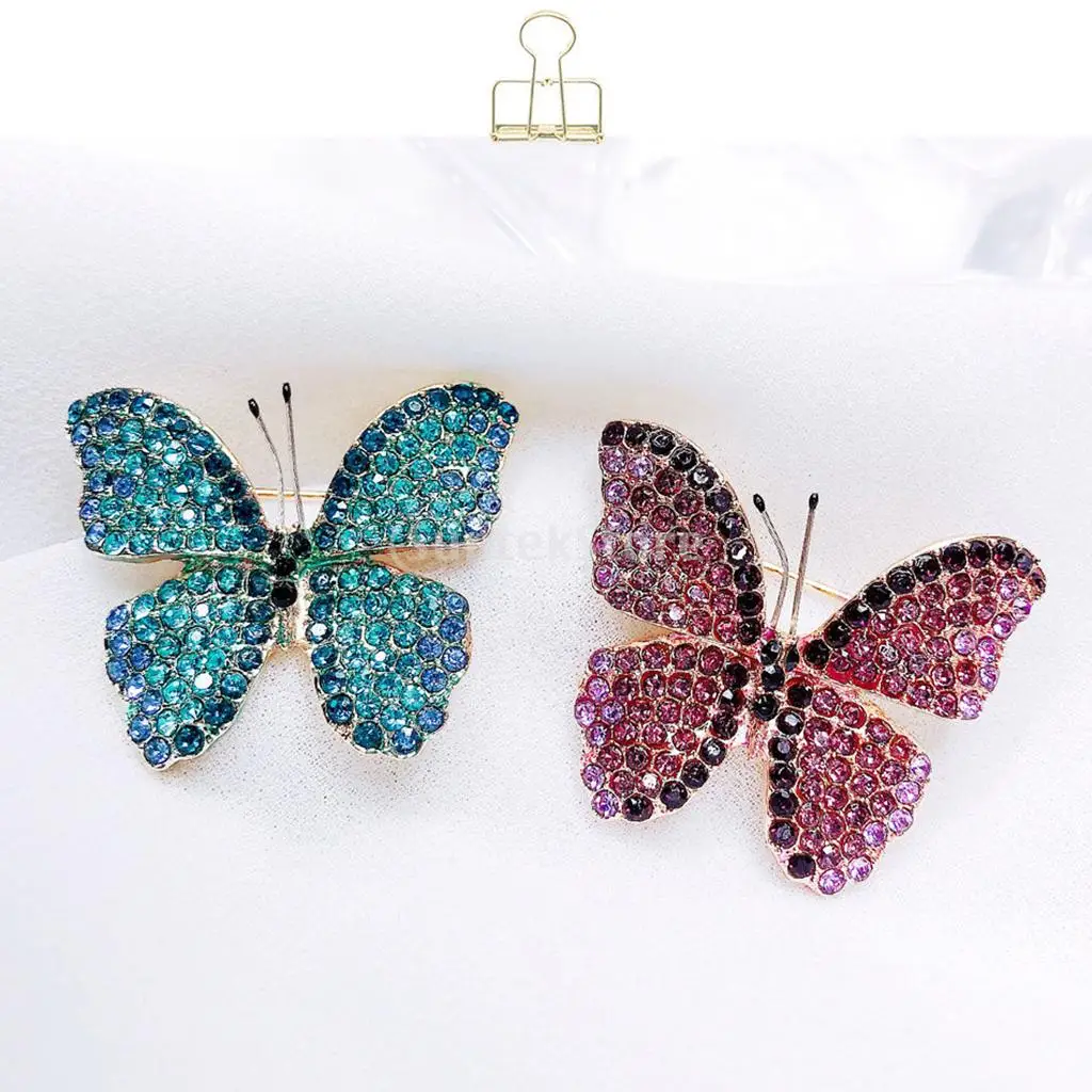 Ladies Butterfly Brooch Pins Bling Full Rhinestone Lapel Pin Crystal Elegant Jewellery Collar Bags Clothes Decorative Supplies