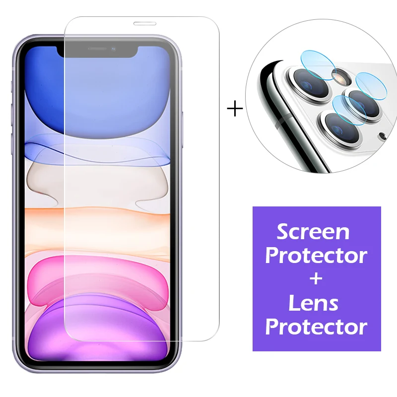 HD 3-в-1 чехол+ Камера защитный Стекло для iphone 11 pro max Экран протектор iphone Xr объектив Стекло на iphone 11 pro max Стекло iphone 11чехол - Цвет: HD