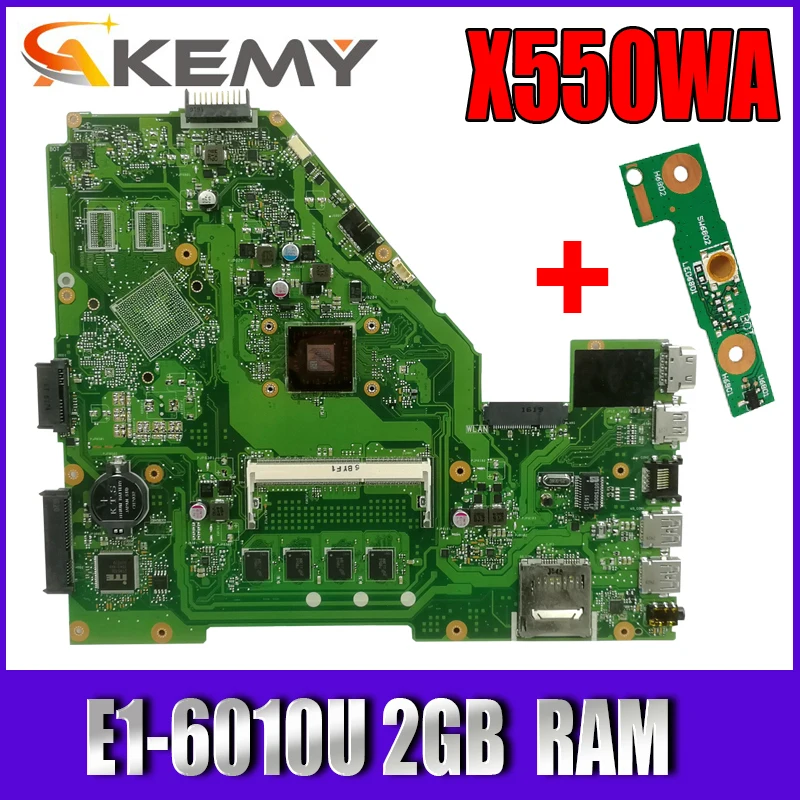 AKEMY X550WA материнская плата для ноутбука For Asus X550 X552W X550WE X550W D552W оригинальная E1-6010U