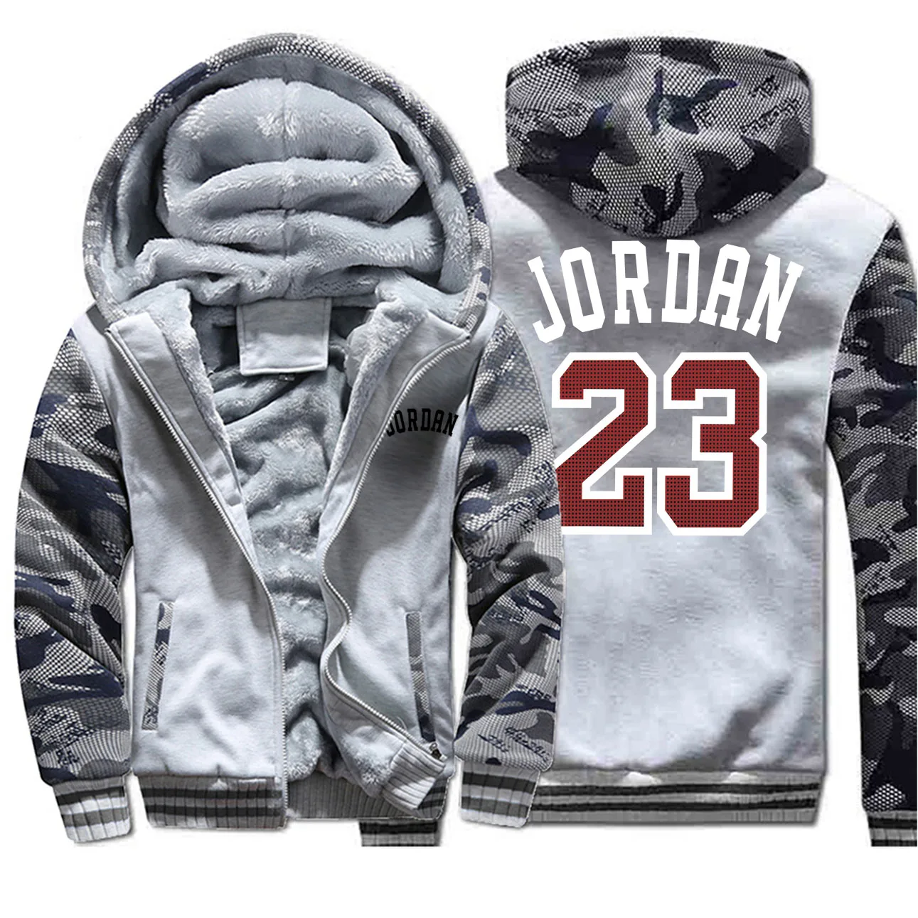 Jordan 23 мужские толстовки с буквенным принтом зимние утепленные мужские куртки камуфляжные пальто с рукавами стильная популярная верхняя мужская спортивная одежда - Цвет: Light Gray 6
