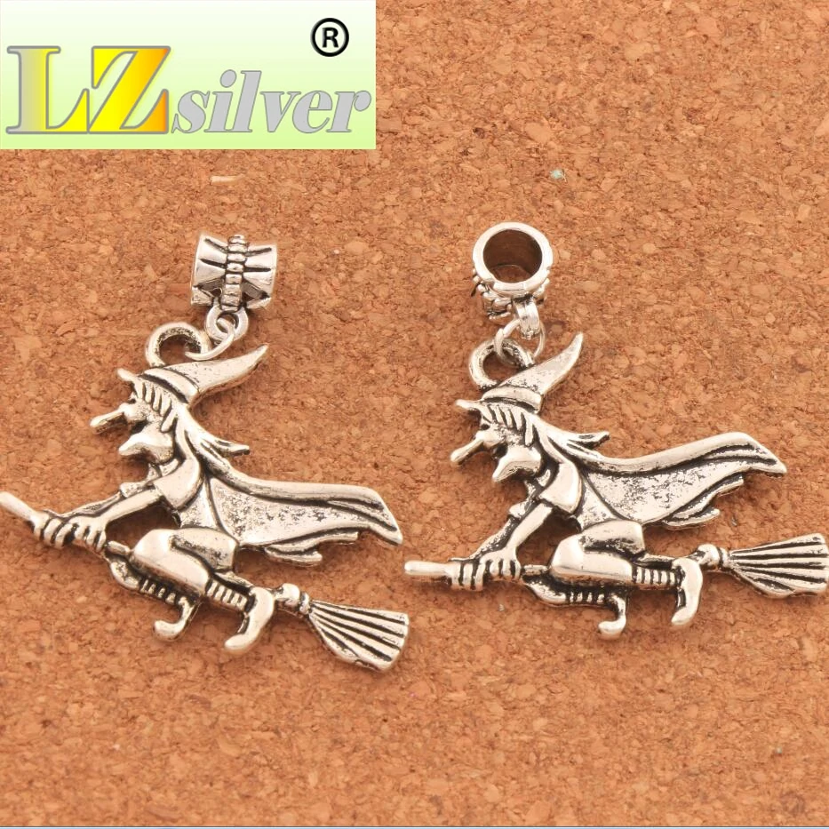 Witches On Broom Big Hole Beads 46x36.9mm 60PCS zinc alloy Fit European Bracelets Jewelry DIY B224