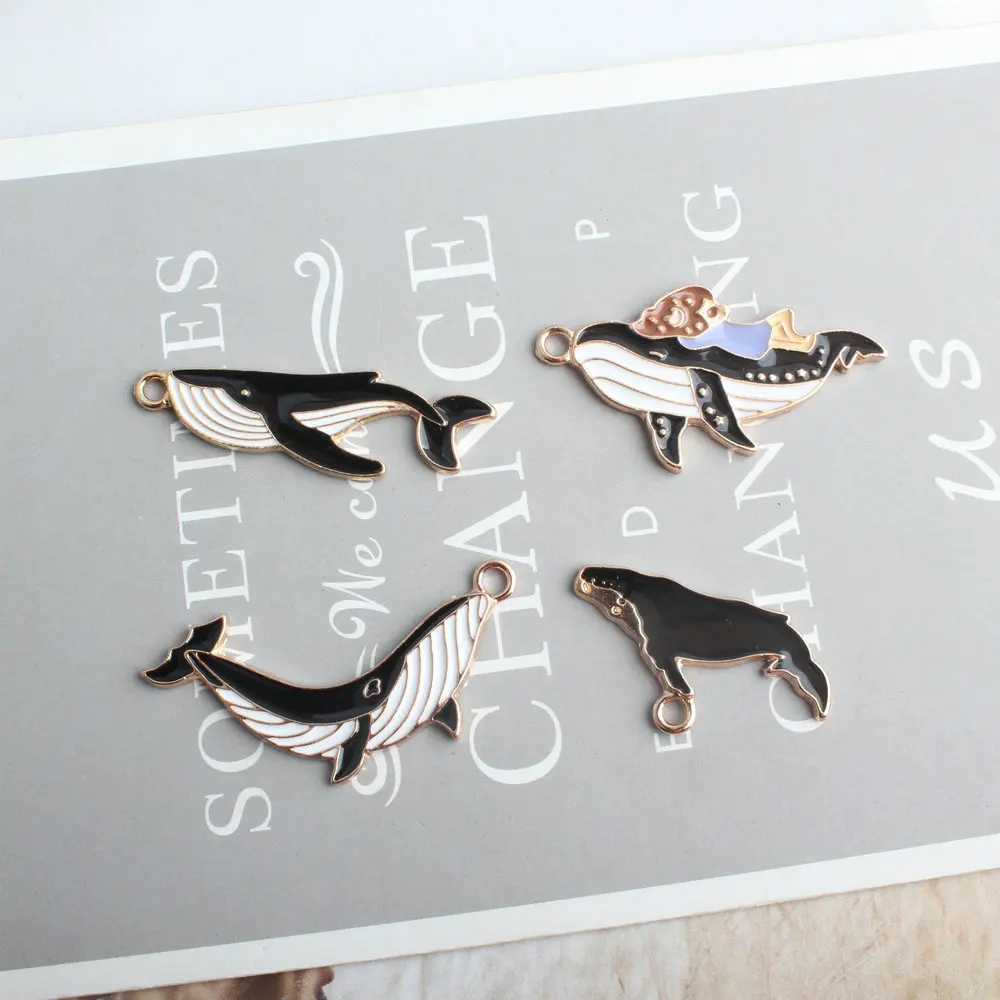 10pcs/lot Sperm Whale Charm Pendants Alloy Metal Enamel Charms For DIY Jewelry Making