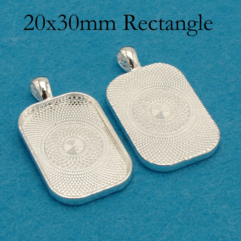 

20x30mm Antique Silver Rectangle Pendant Tray, Rectanglar Blank Pendant Tray Setting