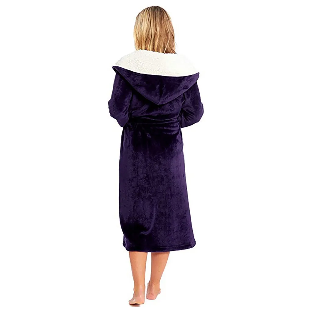 Женская ночная рубашка, зимняя плюшевая длинная шаль, утолщенная Домашняя одежда с длинными рукавами, халат,, Высококачественная теплая ночная рубашка 02