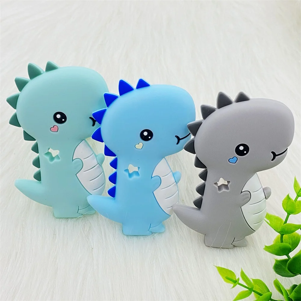 1pcs Silicone Dinosaur  Teether Rodent Animal Silicone Beads Chew Charms Food Grade Silicone Teether Bead Toy Gift 6