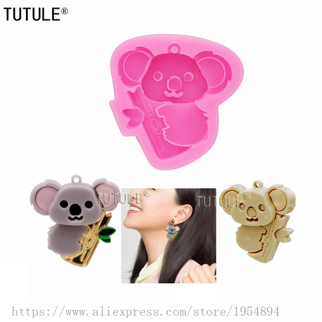 Új Koala Szilikon Formák, Fényes Kulcstartó Penész, Medve Epoxi Polimer Agyag Fülbevaló Nyaklánc Penész - Image 6