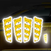 4 шт. мультфильм животных Светоотражающие Стикеры для двери автомобиля Декор драйвер безопасности Предупреждение лента светоотражающая напоминание наклейка Сделано с 3 м