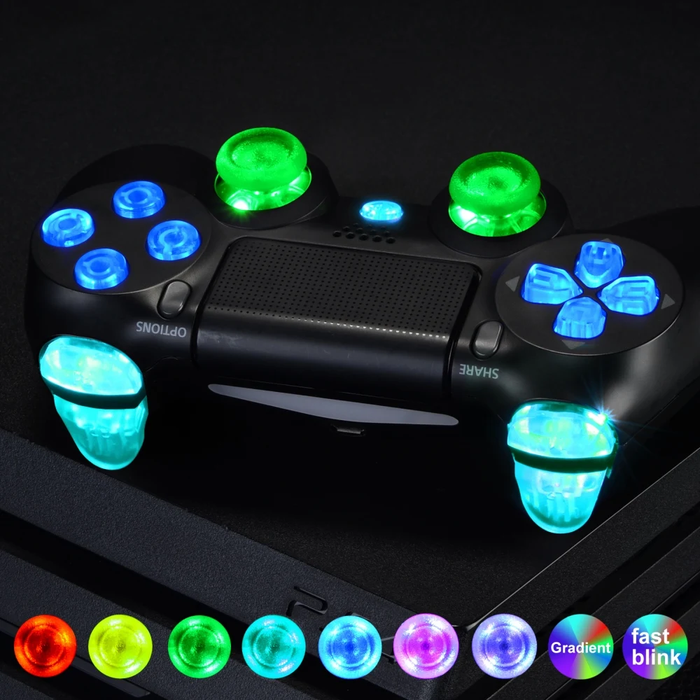 Многоцветная светящаяся D-pad L1 R1 R2 L2 триггер Thumbstick Home Face Buttons DTFS(DTF 2,0) светодиодный комплект для контроллера PS4 CUH-ZCT2