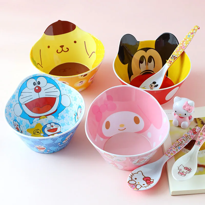 

Kawaii My Melody Kt Imitation Ceramics Household Children's Tableware Sanrioed Anime Cute Fall Resistant Soup Bowl Student