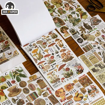 

Mr.paper 2 Design 50 Pcs Periodical Journal Ins Washi Stickers Book for Kids Gift DIY Scrapbooking Decals Diary Ablum Stationery