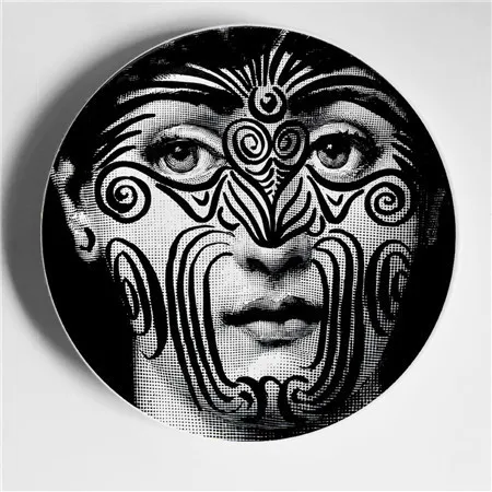 Dark Gray Fornasetti фарфоровые декоративные настенные тарелки, аксессуары для украшения дома, украшения для кофейни, бара, ресторана, декора комнаты, подарок - Цвет: Dark Gray