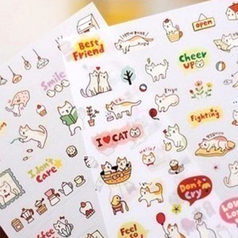 

Hot Sale Faree ShippingCreative Stationery Cute Cat Diary Decorative Sticker Group Children's Toy Sticker High Quality