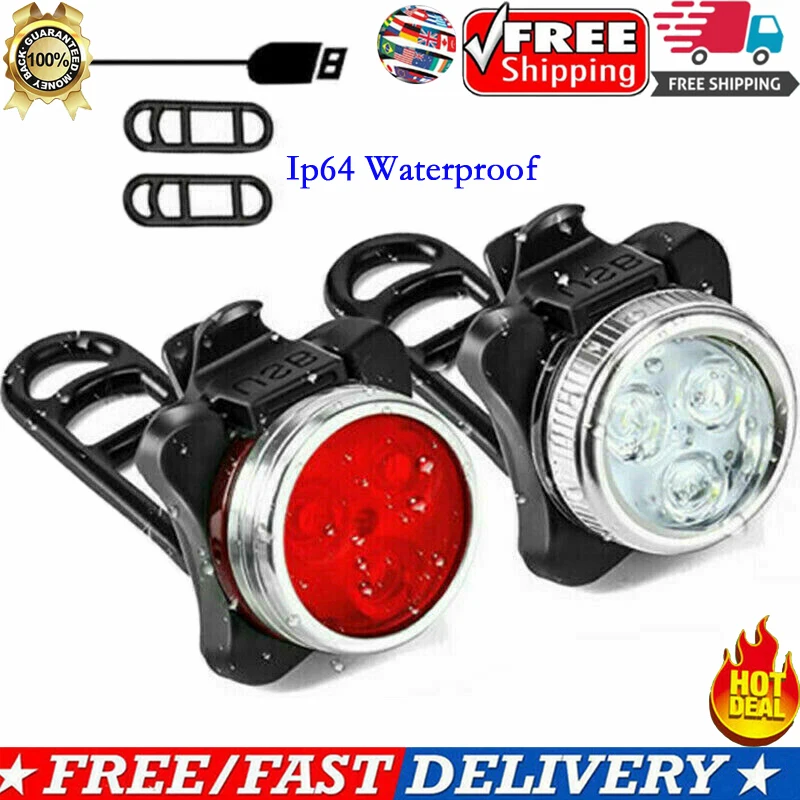 NEW Rechargeable Bright LED Bike Lights Set Headlight Taillight Combinations LED