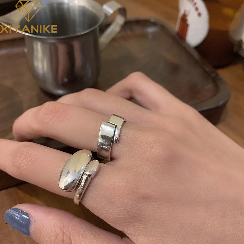 XIYANIKE 925 Sterling Silver New Arrival Spliced Big Head Small Tail Snake-shaped Rings High-quality Unique Design Couple Кольцо afbeelding