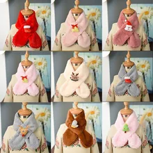 Новинка года; Рождественский детский шарф с имитацией кроличьей шерсти; Однотонный теплый детский шарф для мальчиков и девочек