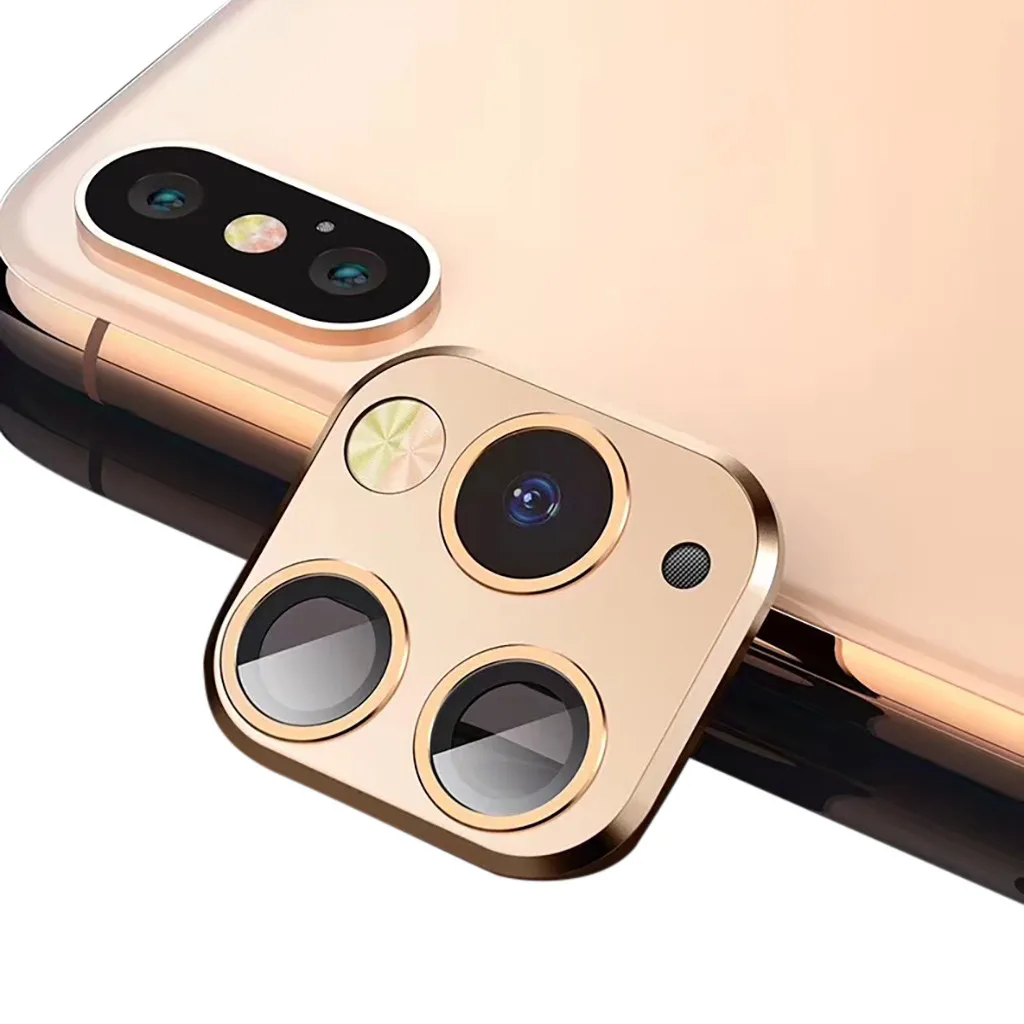 For iPhone X XS MAX Camera Change To Fake iPhone 11 Pro Max Camera Lens Seconds Change Protector Ring Cover Metal Lens Screen #B