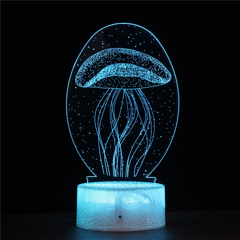 3D Jellyfish Night Light Sleep Lamp Kids Gifts Ocean Sea Elves Quiet Love and Peace Bedside Nite Lamps Getsincrack Touch Remote | Лампы и