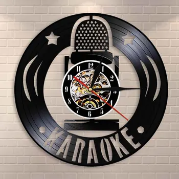 

Karaoke Star Microphone Wall Clock Singing Lovers Karaoke Singing Party Vintage Vinyl Record Wall Clock Singer Music Lovers Gift
