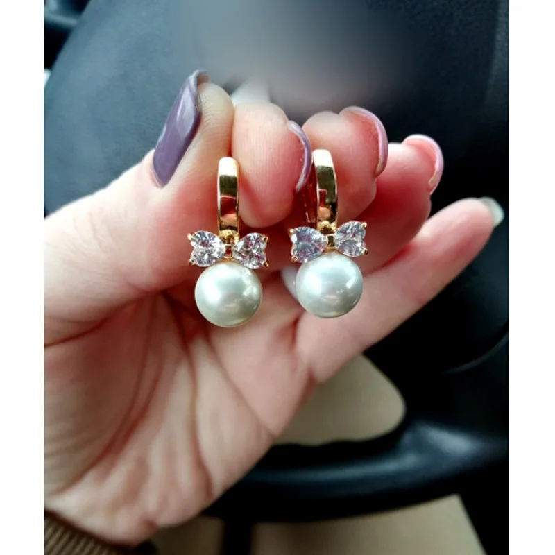 Freshwater Pearls Earrings Women Crystal Gift Hand Made Pearl Earings African Gold Hoops Bijoux Perle Brincs Ouro Kolczyki E0310