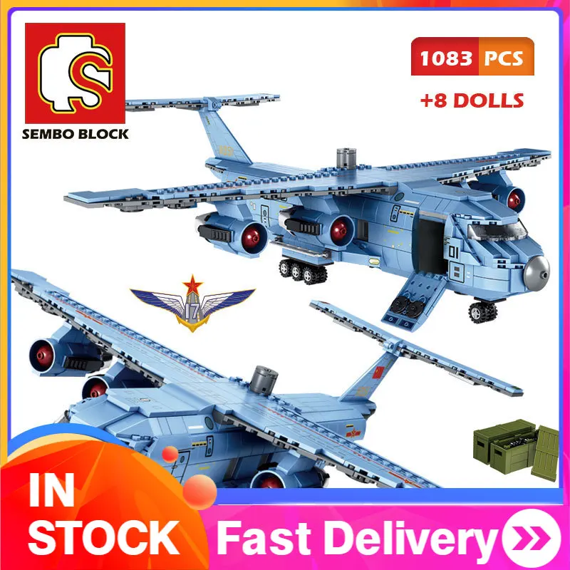 SEMBO 105766 1083pcs Transport Aircraft Building Blocks Airplane Model Iron Blood Heavy