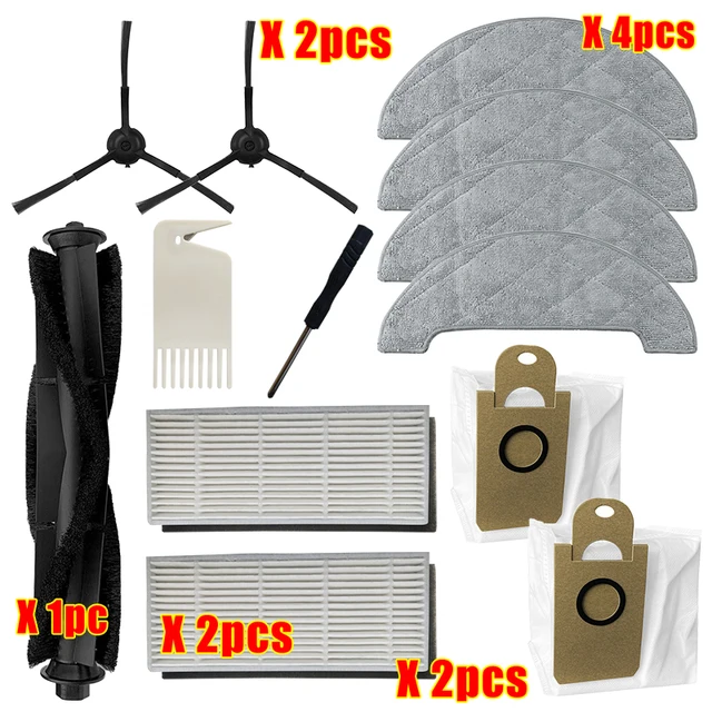 Main Brush Colletion Dust Bags Mop Cloth Side Brush Hepa Filter Spare Parts For XIAOMI VIOMI S9 Robot Vacuum Cleaner Accessories 11pcs