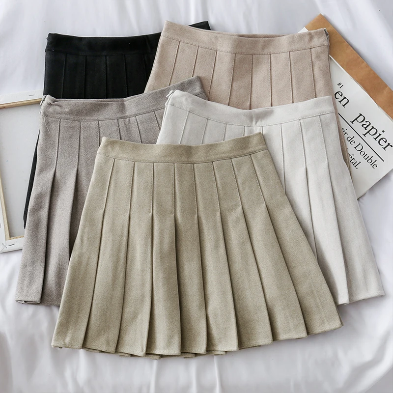 HELIAR 2020 Preppy Style high waist Pleated Skirts Spring Mini Wide Leg women 2019 new slim A-Line skirt For Women | Женская одежда