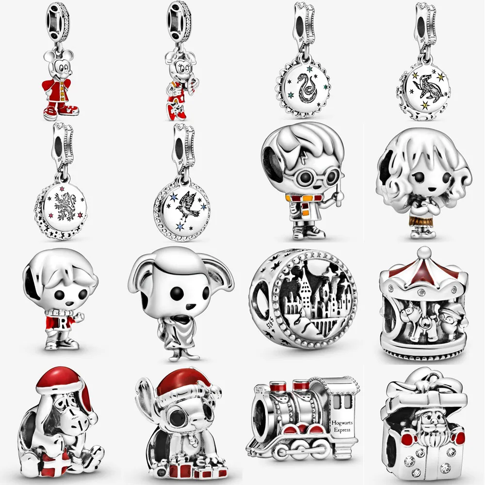 

Harry Styles 100% 925 Silver New Year's dress style Mickey Minnie Charm Fit pandora bracelet Hermione Granger Charm DIY Jewelry