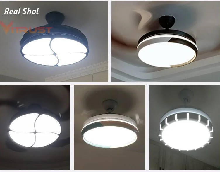 Fan Light Ceiling Reversible Home Smart Living Room Lamp with Remote Control Invisible Frequency Conversion Led Chandelier
