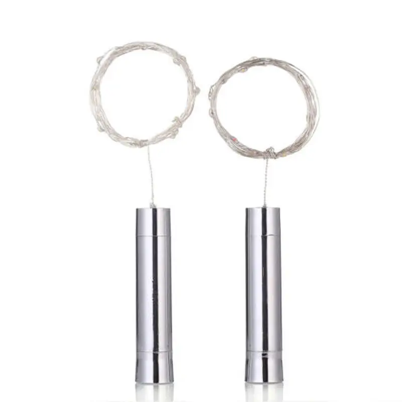 LED Silver String Lights Wine Bottle Lights Battery Powered Cork Metal Shape Glass Stopper Lamp Christmas Garland Wedding Decor